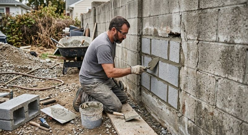 Cinder Block Wall Repair in Fulshear, TX