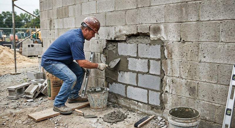 Cinder Block Wall Repair in Pasadena, TX