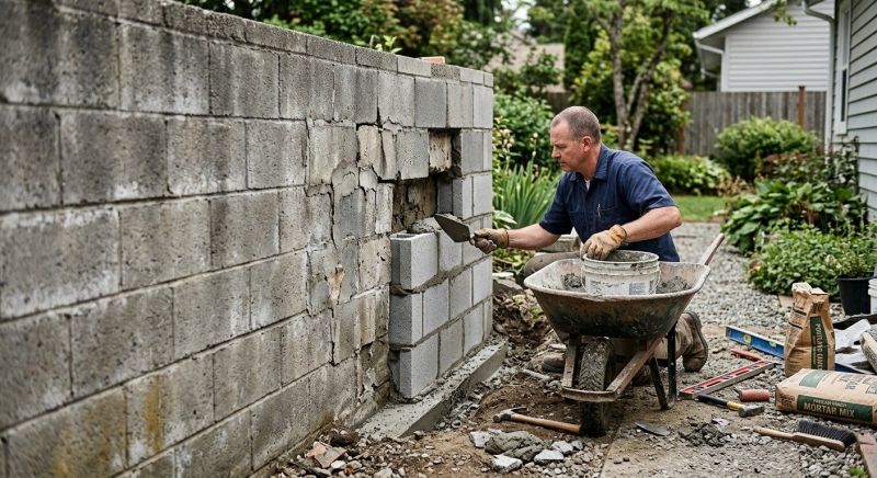 Cinder Block Wall Repair in Richmond, TX